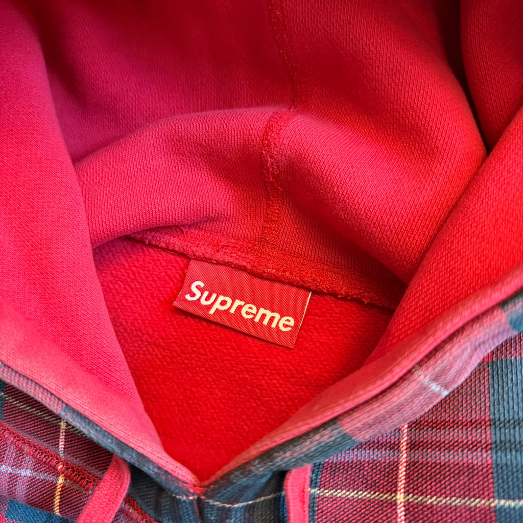 SS2008 Supreme Tartan Plaid Crest Logo Hoodie