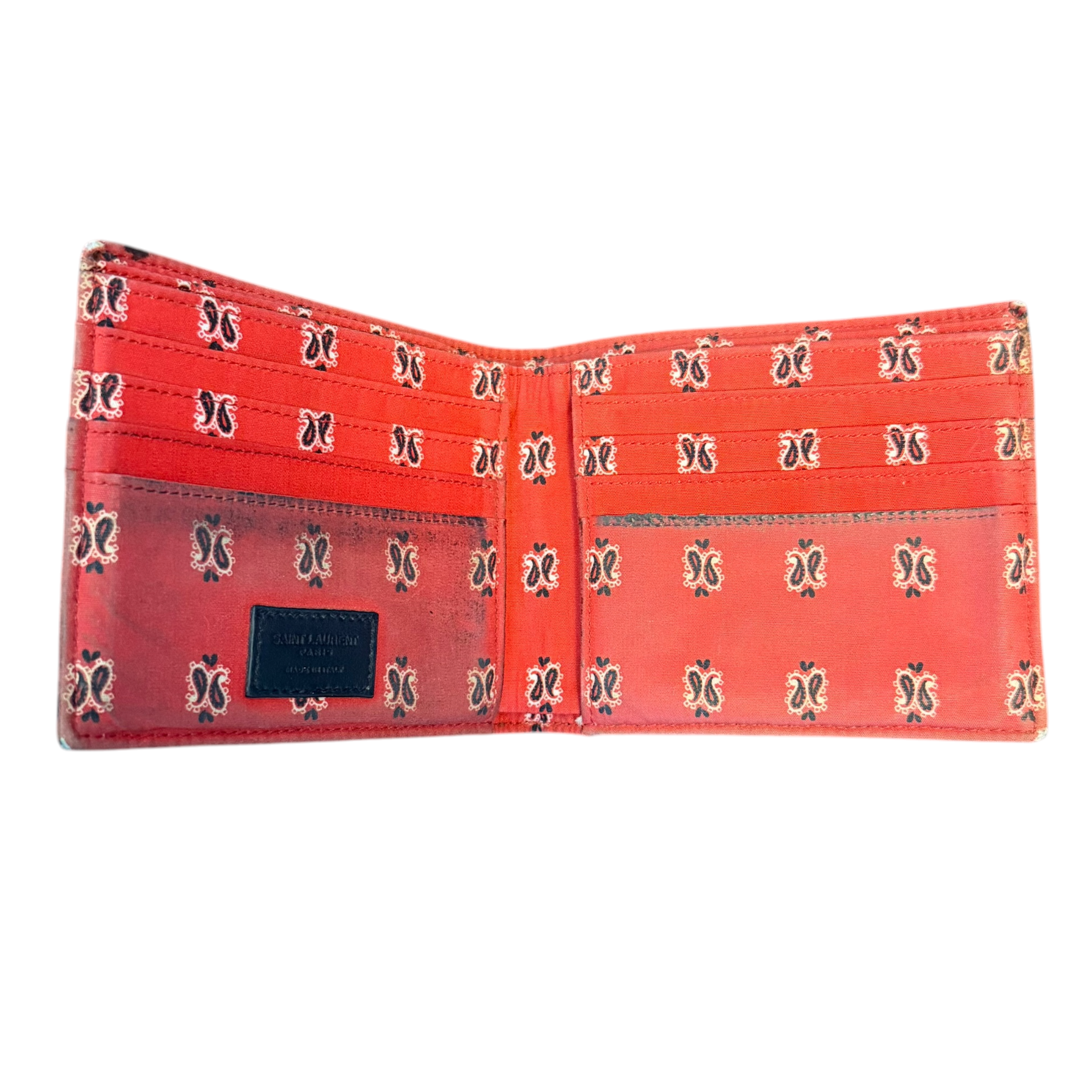 Saint Laurent Paris Paisley Print Leather Wallet