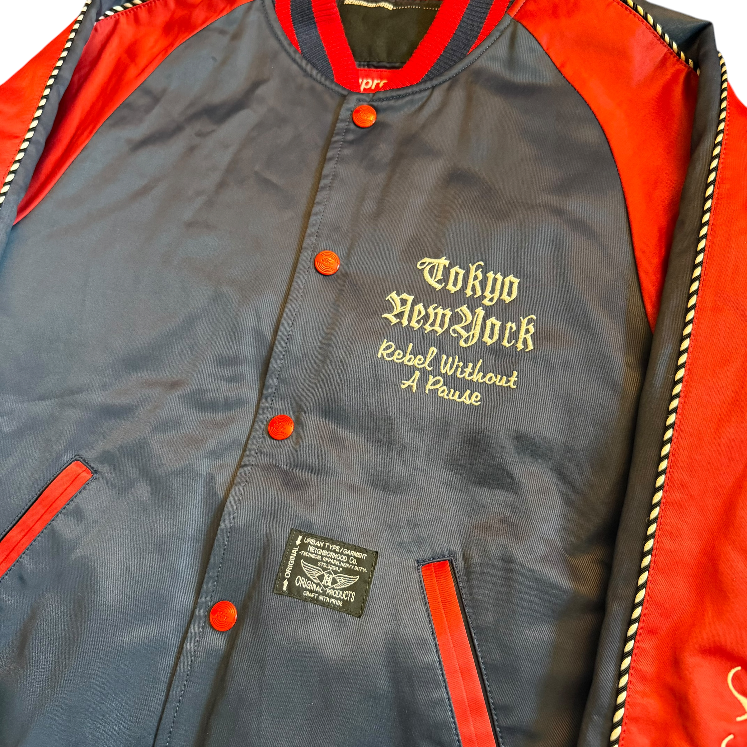 FW2006 Supreme x Neighborhood Satin Sukajan Baseball Jacket